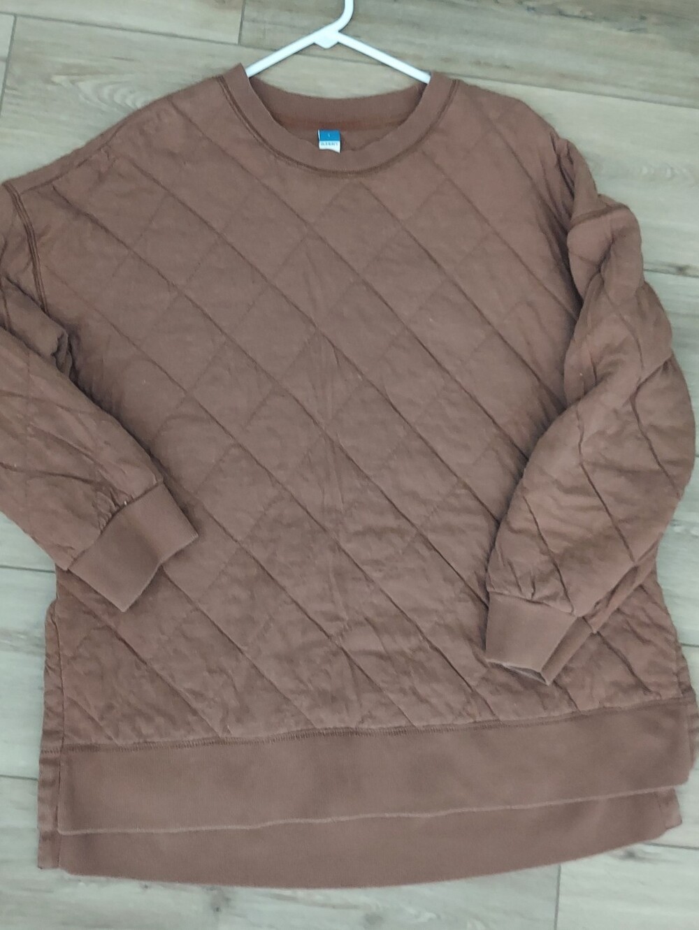 Old Navy Quilted Brown Crewneck Sweatshirt